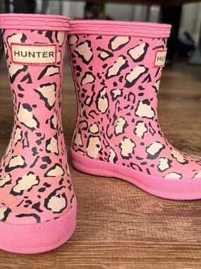 Hunter Kids Pink Leopard Rain Boots – Toddler Size 5